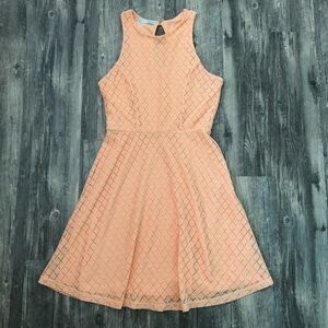 Maurices Peach Skater A-Line Dress Lace Overlay